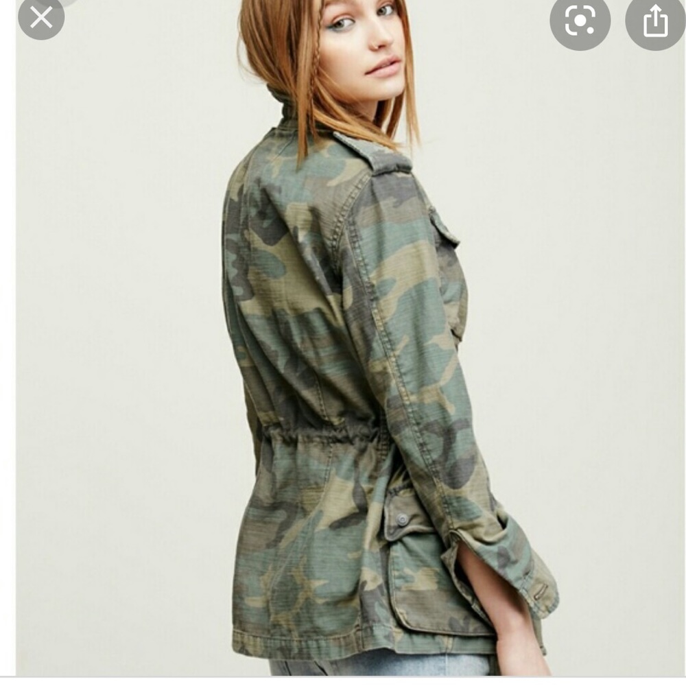 Free people military camouflage parka jacket xs